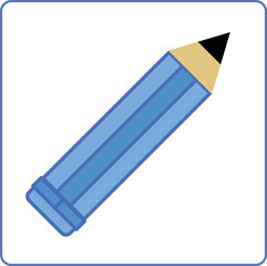 one vector blue pencil on a white background. one isolated object. Symbol of study, work, logo design, icon design.
