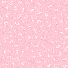 British pound copper coins seamless pattern. Excel