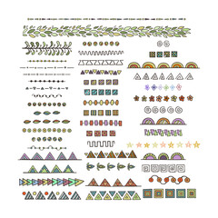 Doodle dividers, brush lines and borders set. Rustic decorative design elements and patterns