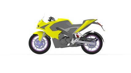 Fototapeta na wymiar 3D rendering of a motorcycle bike moto isolated on white studio background