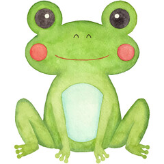 喜ぶカエル（水彩ベクター）