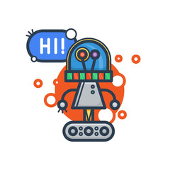 Cute robot say Hi. Isolated illustration virtual online help customer support on white background