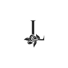 Monogram Nature Floral L Luxury Letter Logo Concept. Elegance black and white florist alphabet font vector design template.