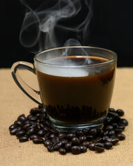 Coffee with a grain of black background