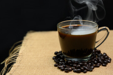 Coffee with a grain of black background