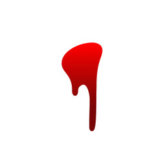 Blood drip. Drop blood isloated white background. Happy Halloween decoration design. Red splatter stain, splash spot, horror blot. Bleeding bloodstain scare texture. Liquid paint. Vector illustraton