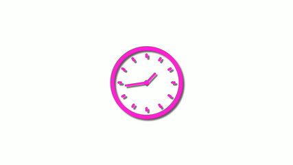 3d pink clock isolated on white background,counting down clock isolated