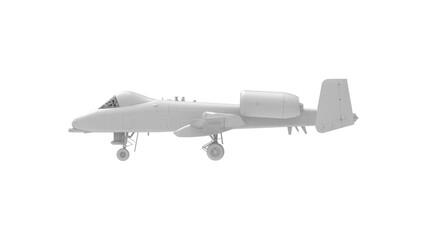 3D rendering of a warthog gun ship fighter airplane bomber isolated