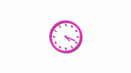 3d pink clock isolated on white background,counting down clock isolated