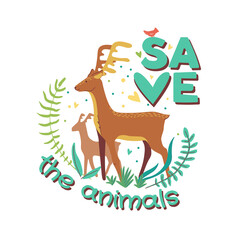 Banner for animal saving campaign. Flat cartoon vector illustration