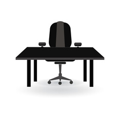 Office icon, table and chair. Boss. Cabinet.
