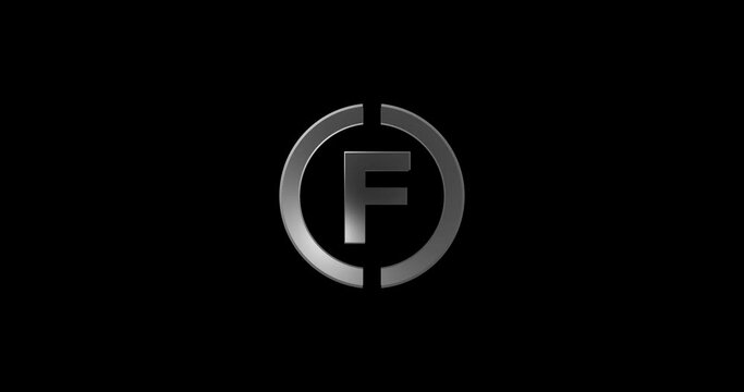 F letter logo with circle shape for business and company logo design 4k footage video
