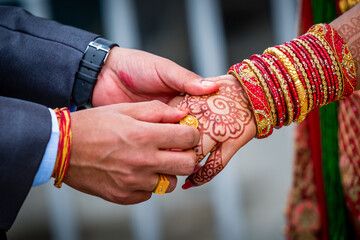Bride and Groom Holding Hands,Wedding