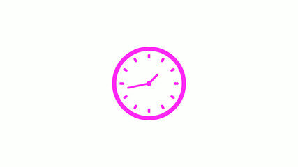 Pink color clock animation video footage,clockisolated on white background