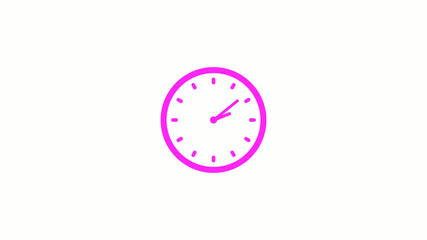 Pink color clock animation video footage,clockisolated on white background