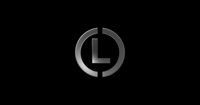L letter logo with circle shape for business and company logo design 4k footage video

