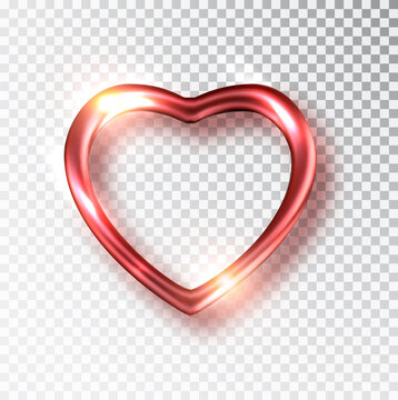 Red Heart realistic. Vector decoration 3d object. Romantic Symbol of Love Heart isolated. Vector illustration.