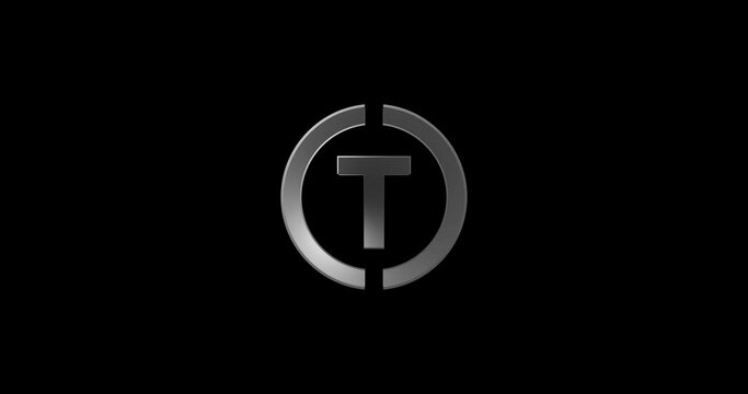 T letter logo with circle shape for business and company logo design 4k footage video
