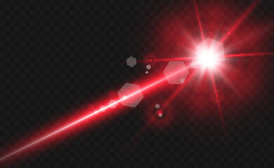 Abstract laser beam. Transparent isolated on black background. Vector illustration.