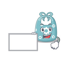 Cartoon character design of baby apron holding a board