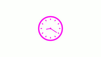 Pink clock animation on white background,Counting down clock icon