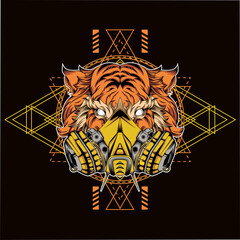 Sacred tiger geometry gas mask