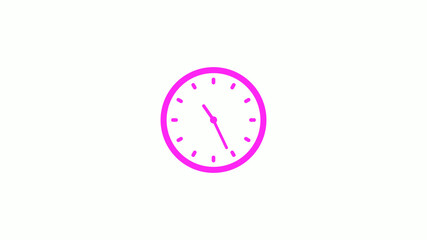 Pink clock animation on white background,Counting down clock icon