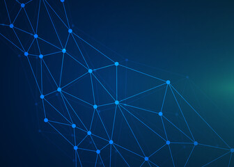 Abstract technology background. Polygonal with connecting dots and lines. Data and technology concept, network connection