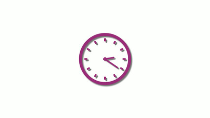 Amazing pink dark clock animation on white background,Counting down clock footage