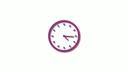 Amazing pink dark clock animation on white background,Counting down clock footage