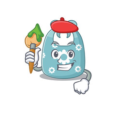 An artistic baby apron artist mascot design paint using a brush