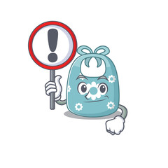 A cartoon icon of baby apron with a exclamation sign board