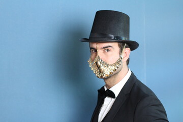 Upper class male wearing luxurious protective mask