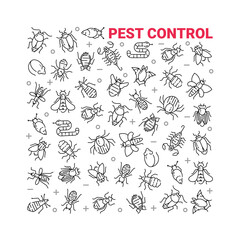 Pest control icon set in linear style.