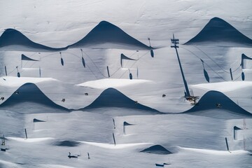 Aerial drone view of Madonna di Campiglio and ursus snowpark in Val Rendena dolomites Italy