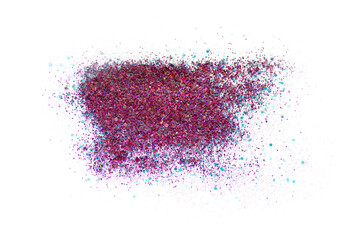 Red glitter frame, isolated on white background. Design element, space for text