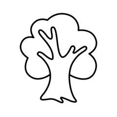 Tree line icon. Big tree with thick trunk and firm roots. Vector Illustration