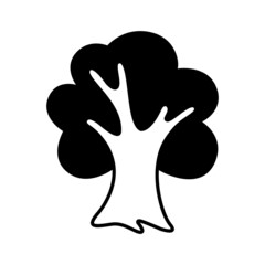 Tree icon. Big tree with thick trunk and firm roots. Vector Illustration