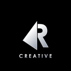 Techno Split Half Letter R Logo Vector Design Template with geometrical triangle shape.