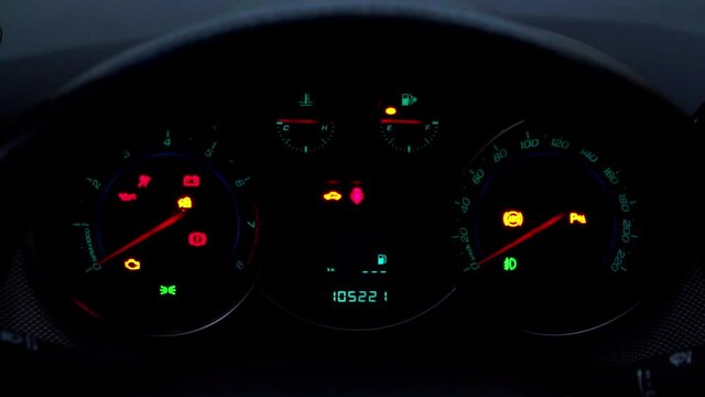 the car dashboard lights up when the ignition is turned on