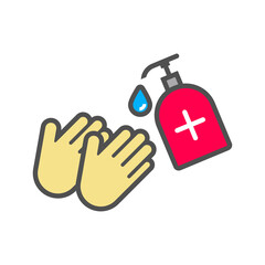 Cleanliness and health care.Sanitize your hands icon in flat style.Vector illustration.