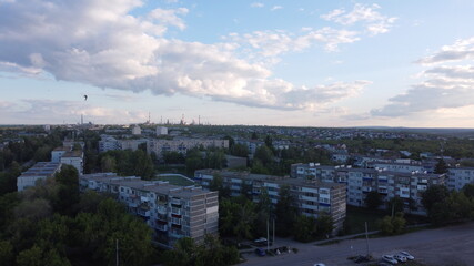 panorama of the city of  syzran russia factory with pipes
