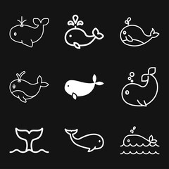 Whale vector icon. Underwater. Animal symbol isolated on background.