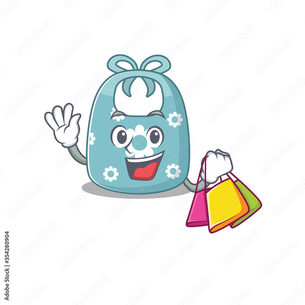 Canvas Prints wealthy baby apron cartoon character with shopping bags