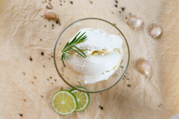 cream cheese in a glass plate