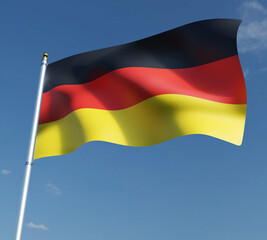 flag of Germany or German on blue sky background with clipping path 3D illustration . 3D rendering illustrations.