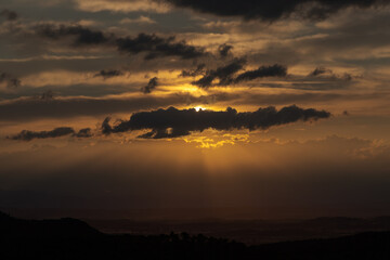 dramatic sky at sunset in girona