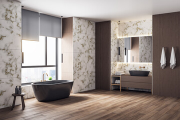 Luxury marble bathroom interior