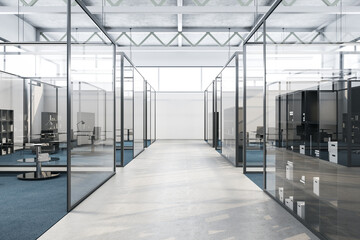 Luxury coworking glass boardroom with document in shelf.