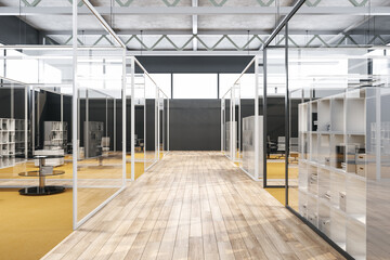 Clean coworking glass boardroom